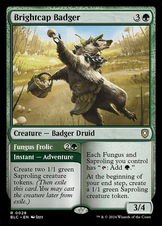 Brightcap Badger // Fungus Frolic – Bloomburrow Commander [BLC] – English – #28
