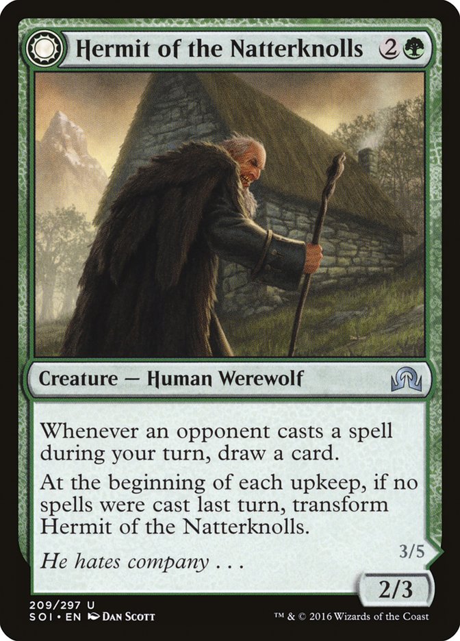 Hermit of the Natterknolls // Lone Wolf of the Natterknolls – Shadows over Innistrad [SOI] – English – #209